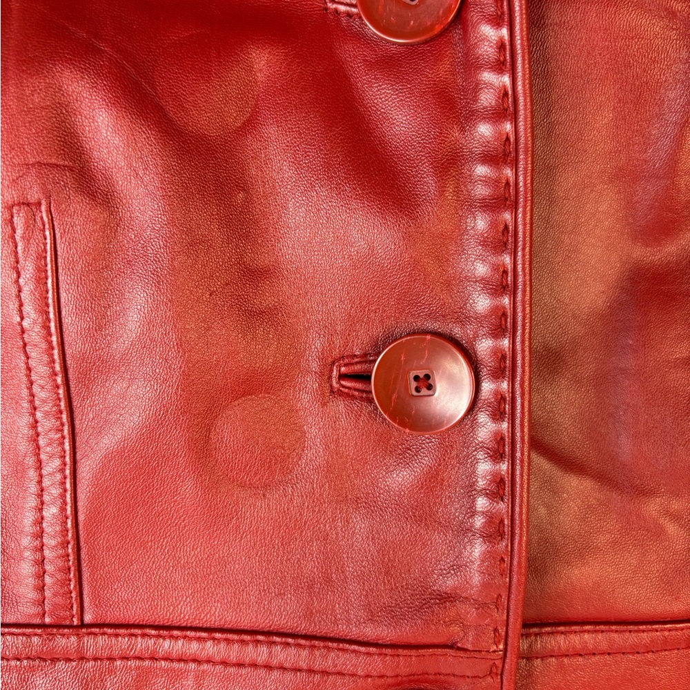 Preston & York Vintage Red Lambskin Button Jacket - Picture 10 of 10